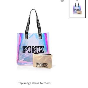 SOLD ON M! Pink tote and small makeup bag